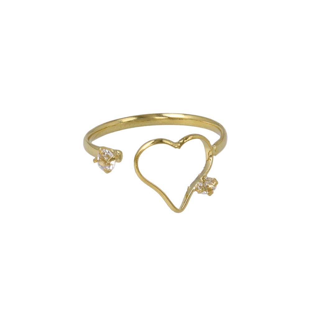 Two Stone Heart Open Pinky Ring