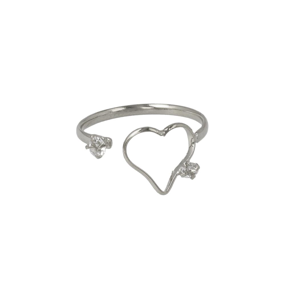 Two Stone Heart Open Pinky Ring