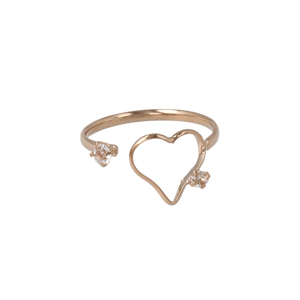 Two Stone Heart Open Pinky Ring