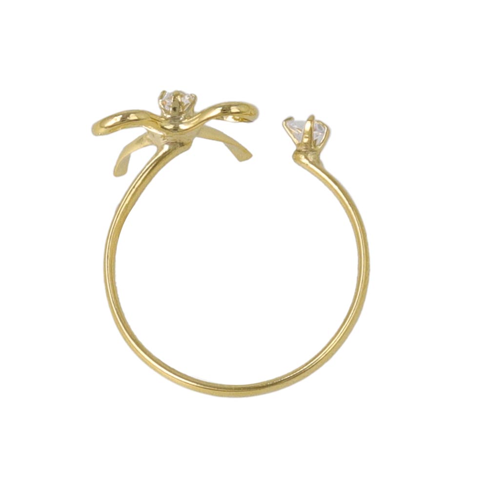 Two Stone Bow Open Pinky Ring