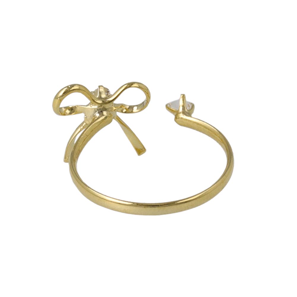 Two Stone Bow Open Pinky Ring