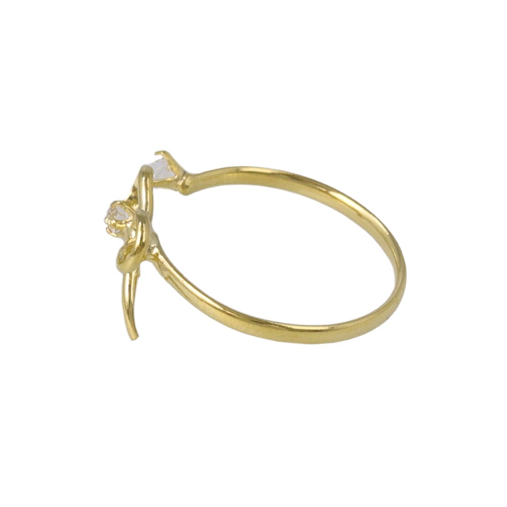 Two Stone Bow Open Pinky Ring