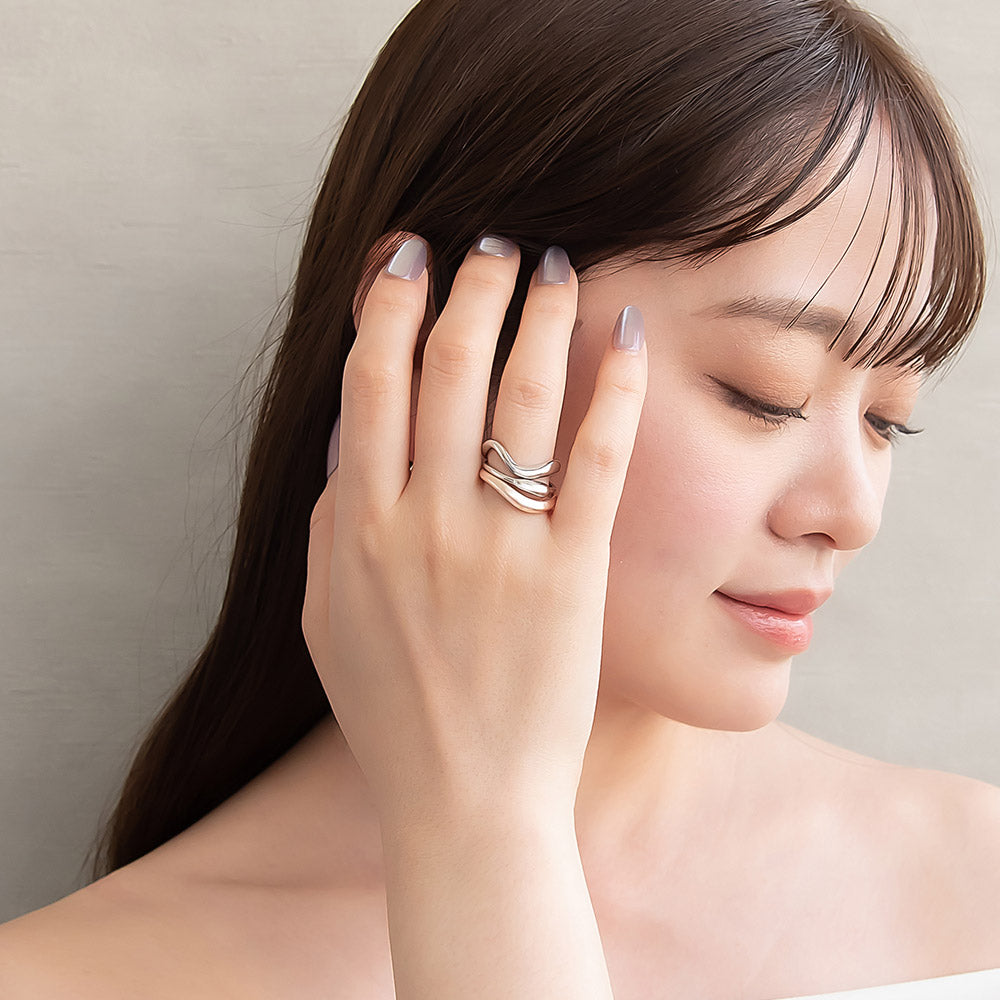 Mixed Metal Finish Ring Set