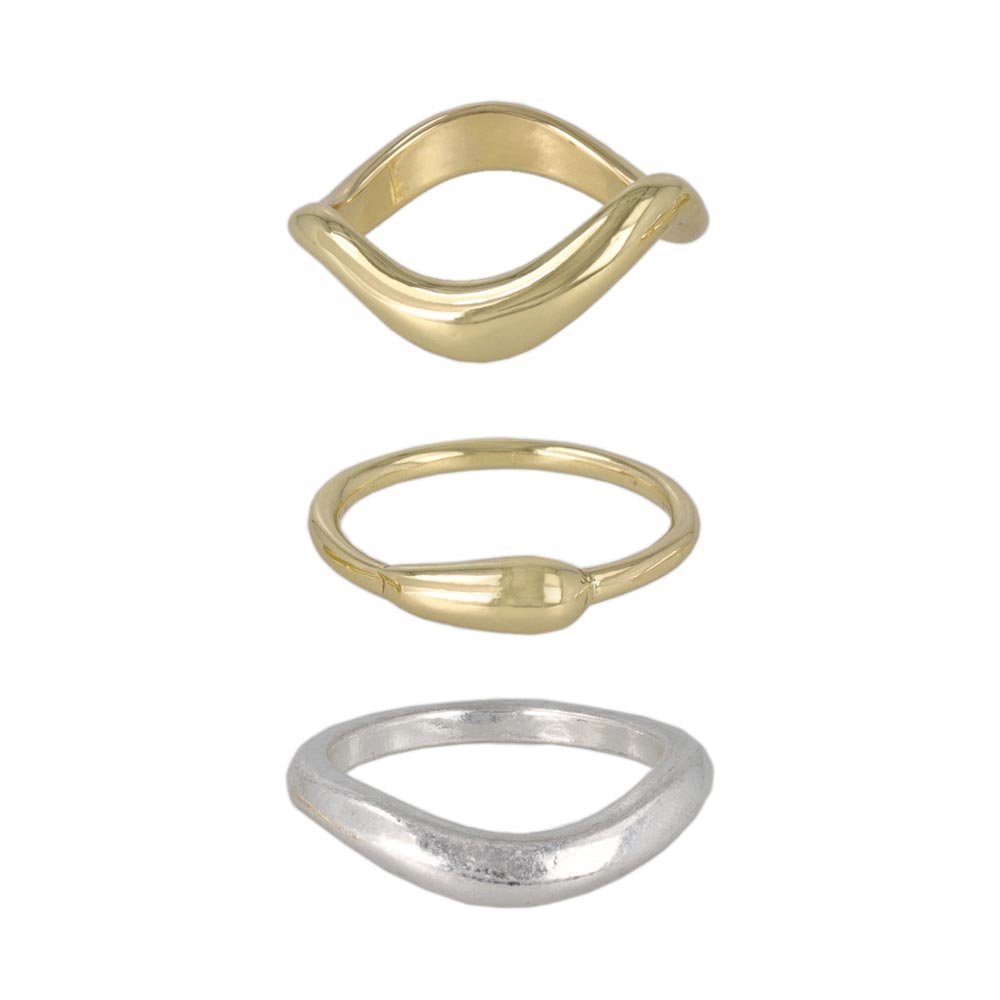 Mixed Metal Finish Ring Set