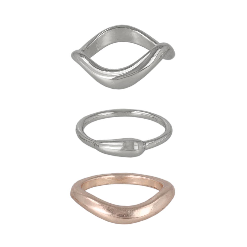 Mixed Metal Finish Ring Set