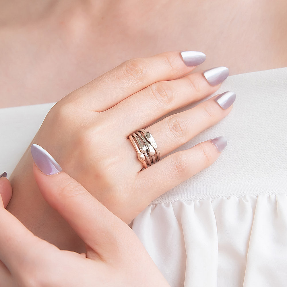 Mixed Metal Finish Ring Set