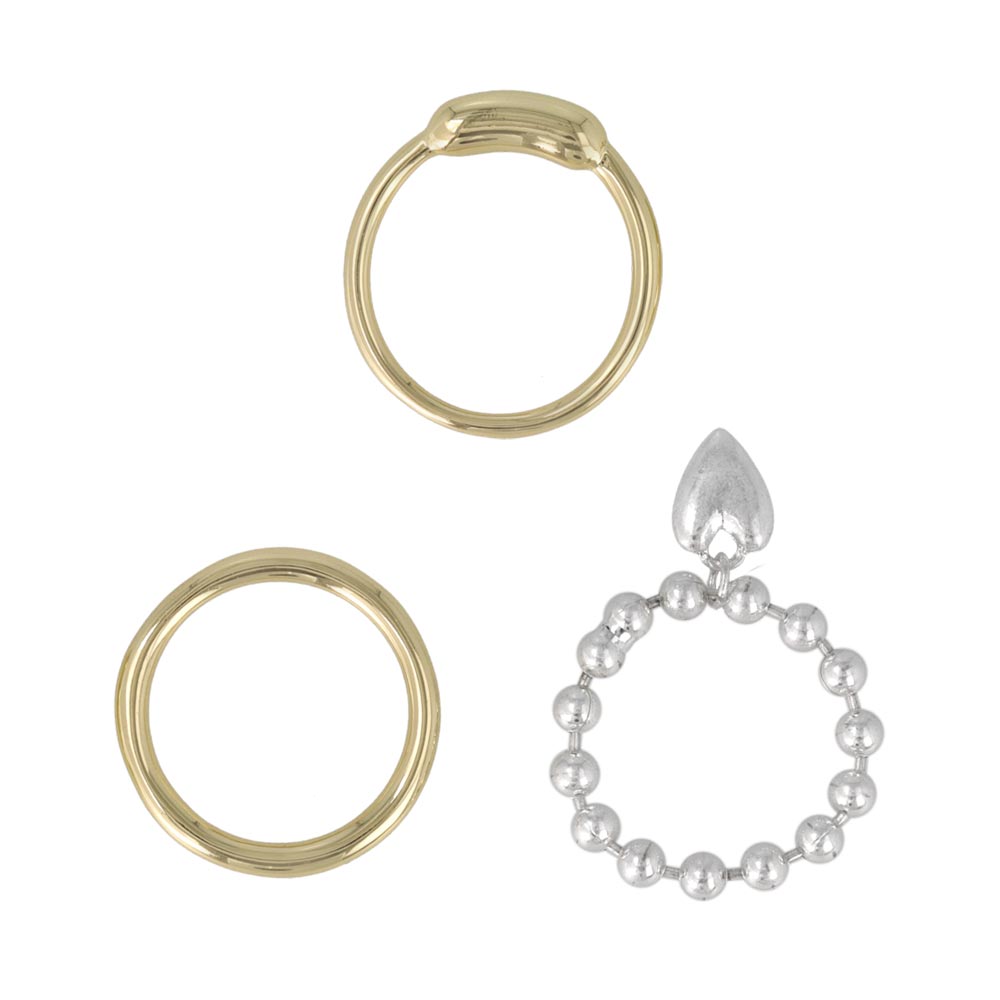 Mixed Metal Finish Ring Set