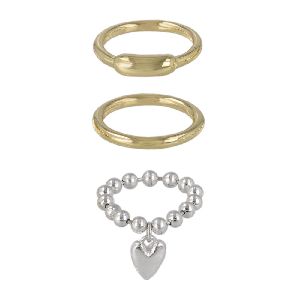 Mixed Metal Finish Ring Set
