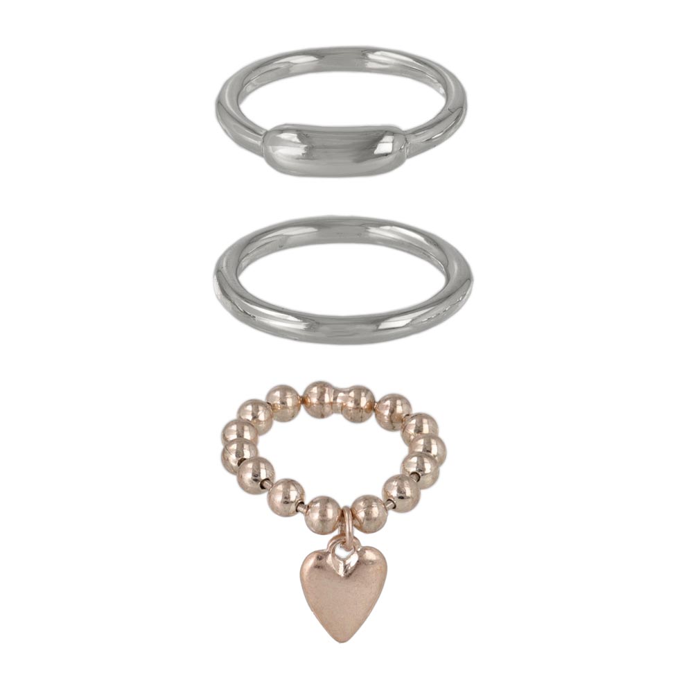 Mixed Metal Finish Ring Set