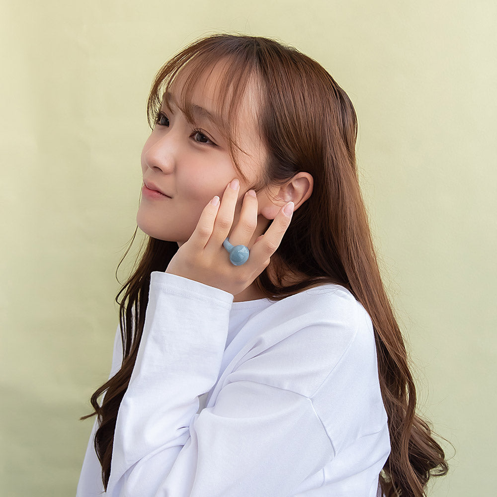 Acrylic Marble Puffy Ball Ring