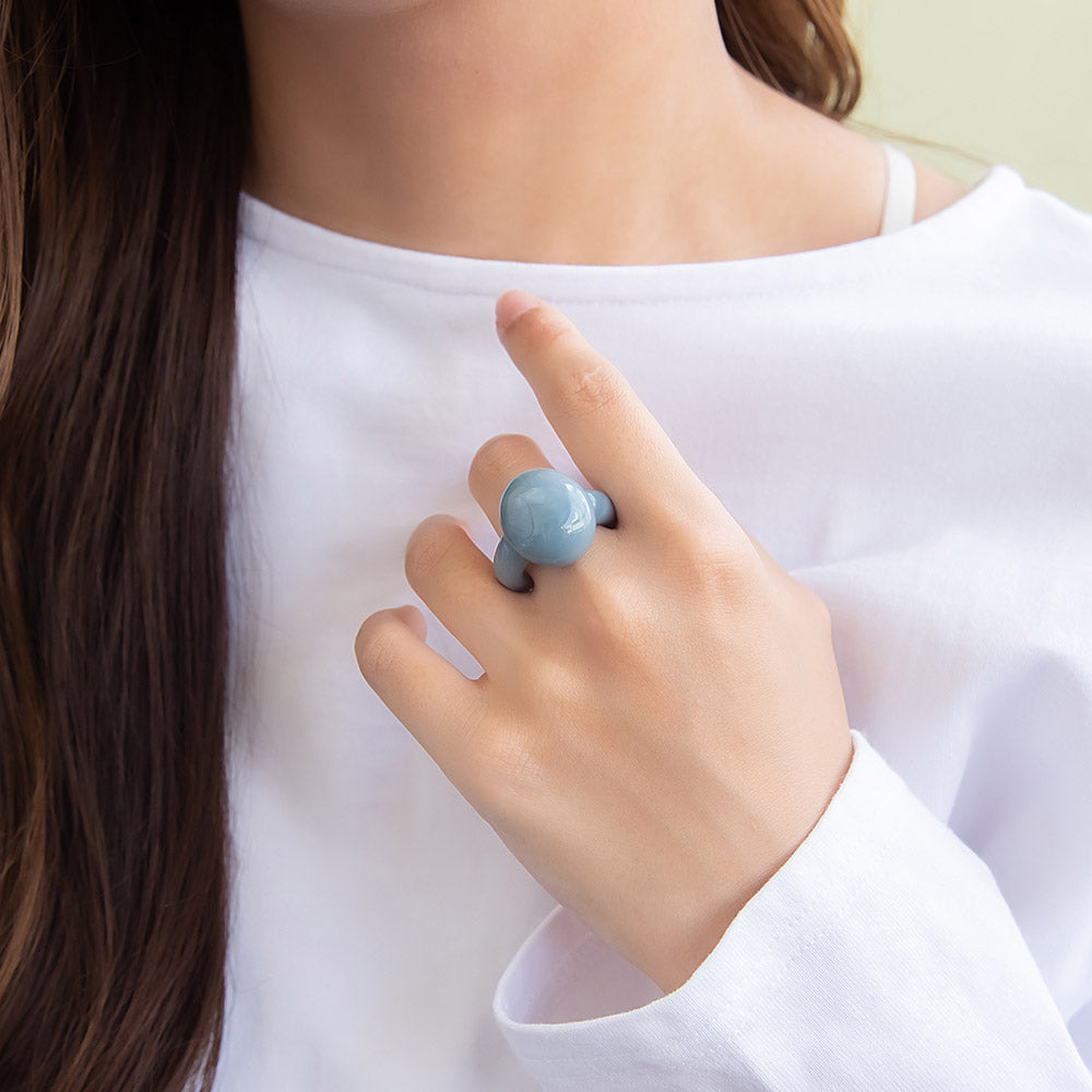 Acrylic Marble Puffy Ball Ring