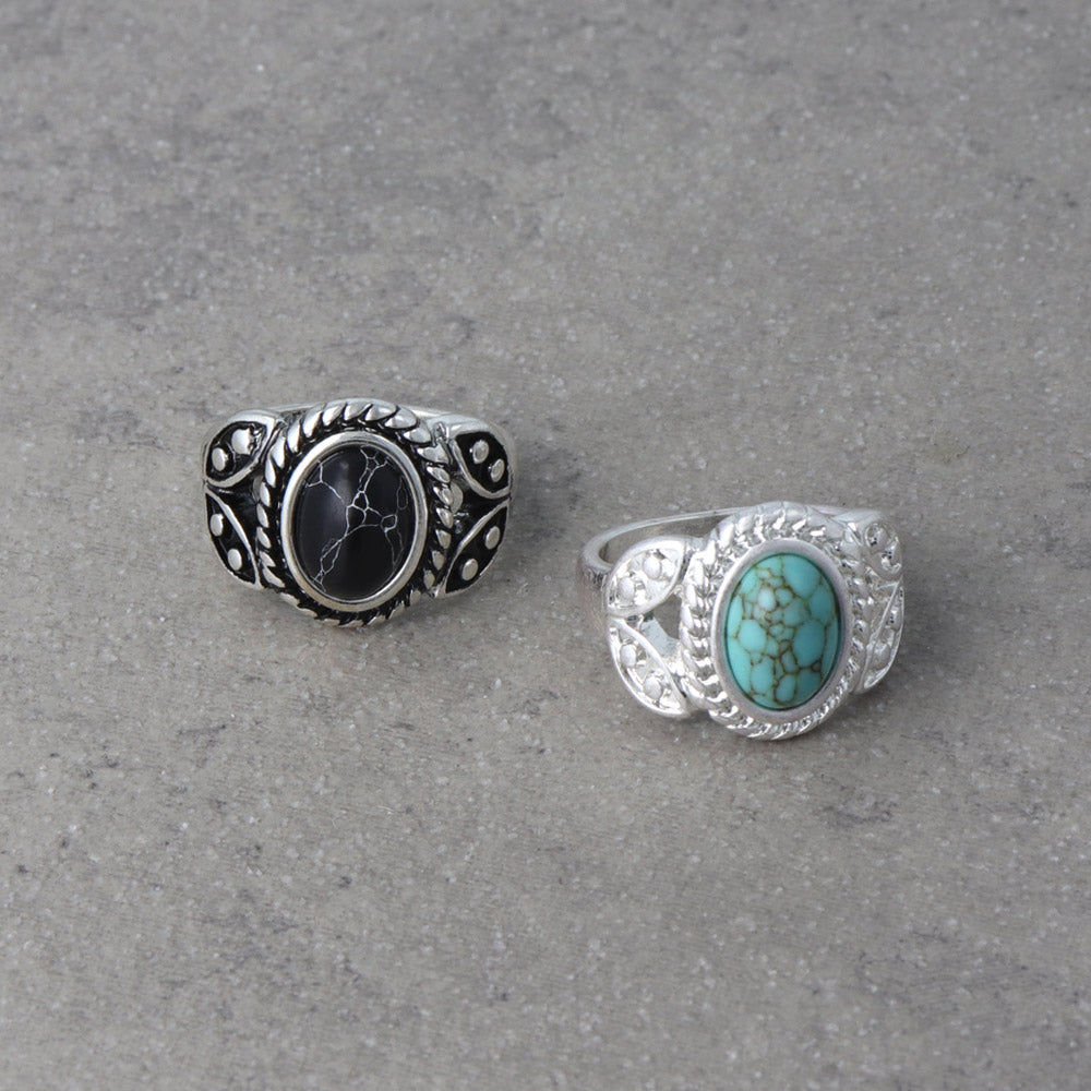 Oval Turquoise Concho Ring - osewaya