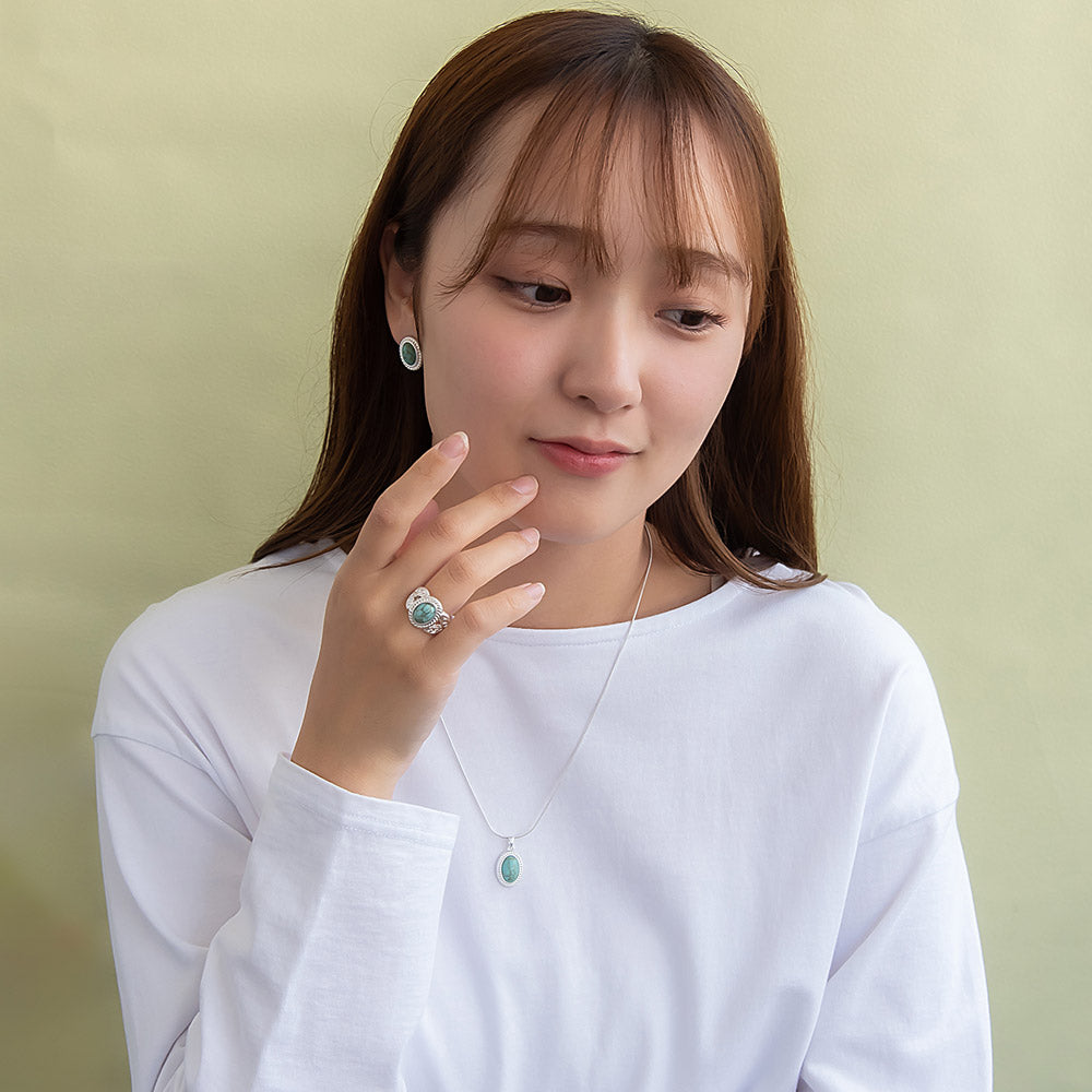 Oval Turquoise Concho Ring