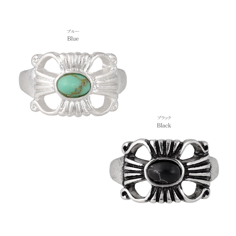 Rectangular Turquoise Cross Ring