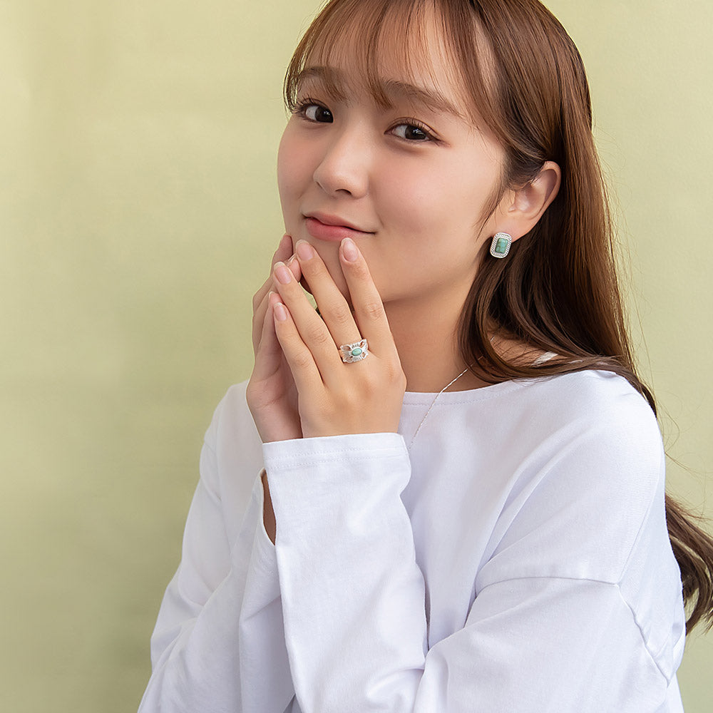 Rectangular Turquoise Cross Ring