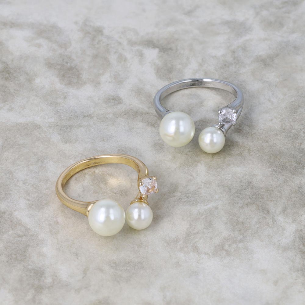 Double Pearl Open Ring