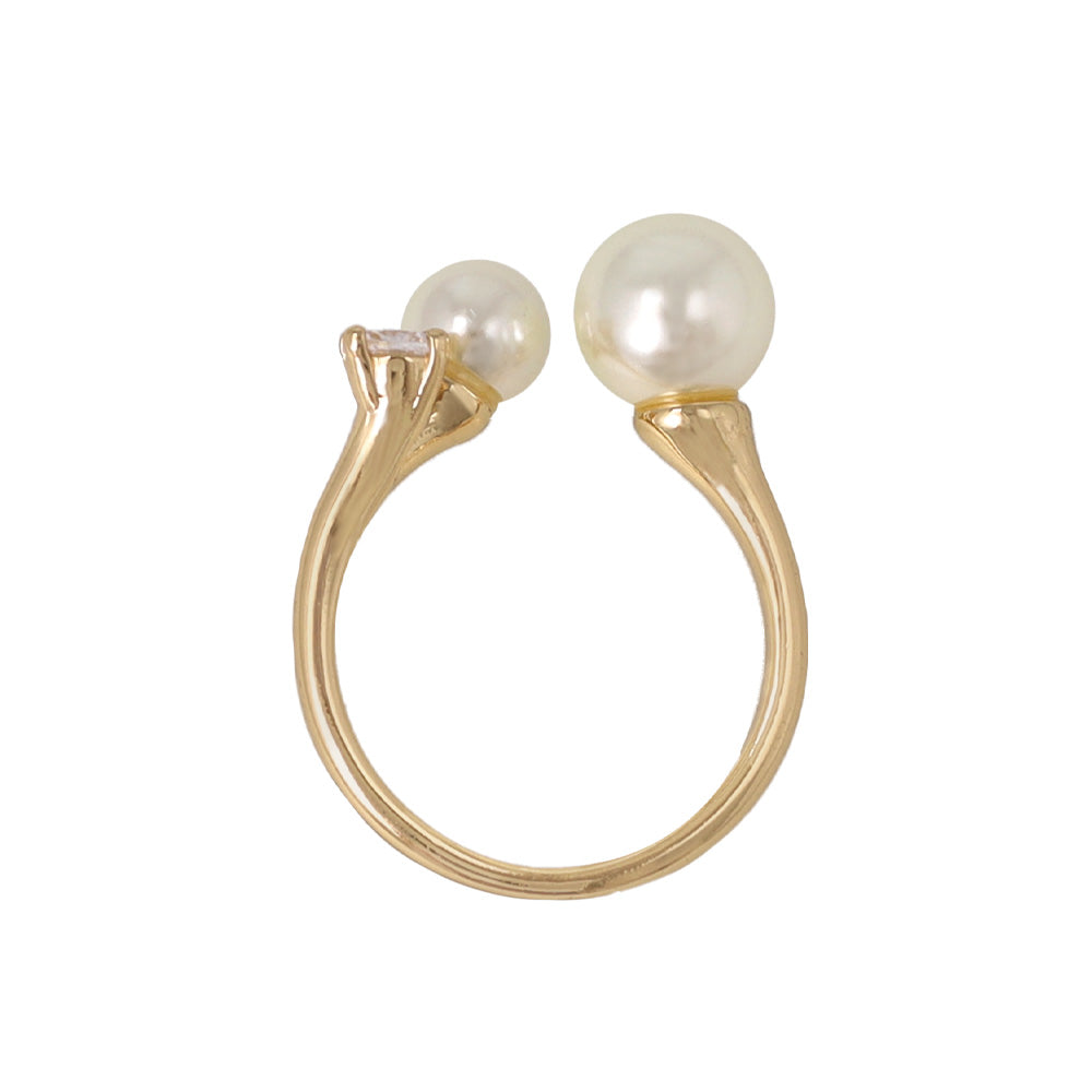 Double Pearl Open Ring