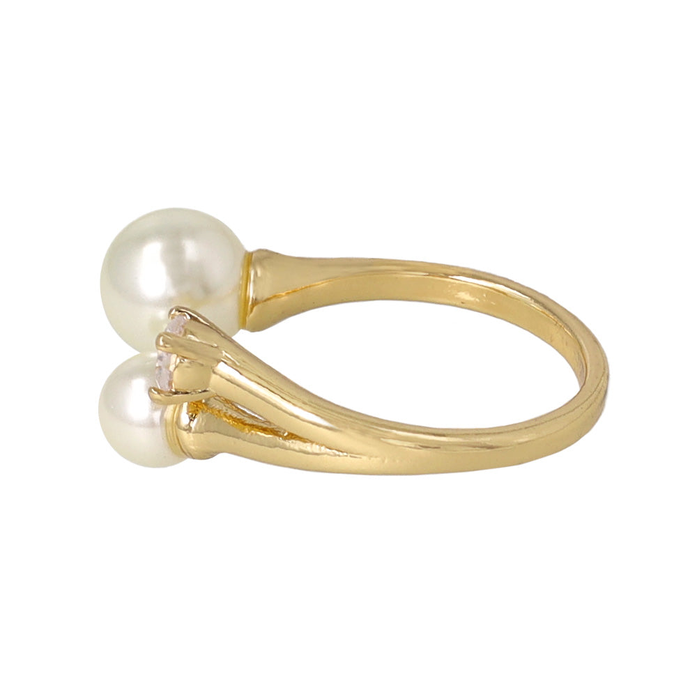 Double Pearl Open Ring