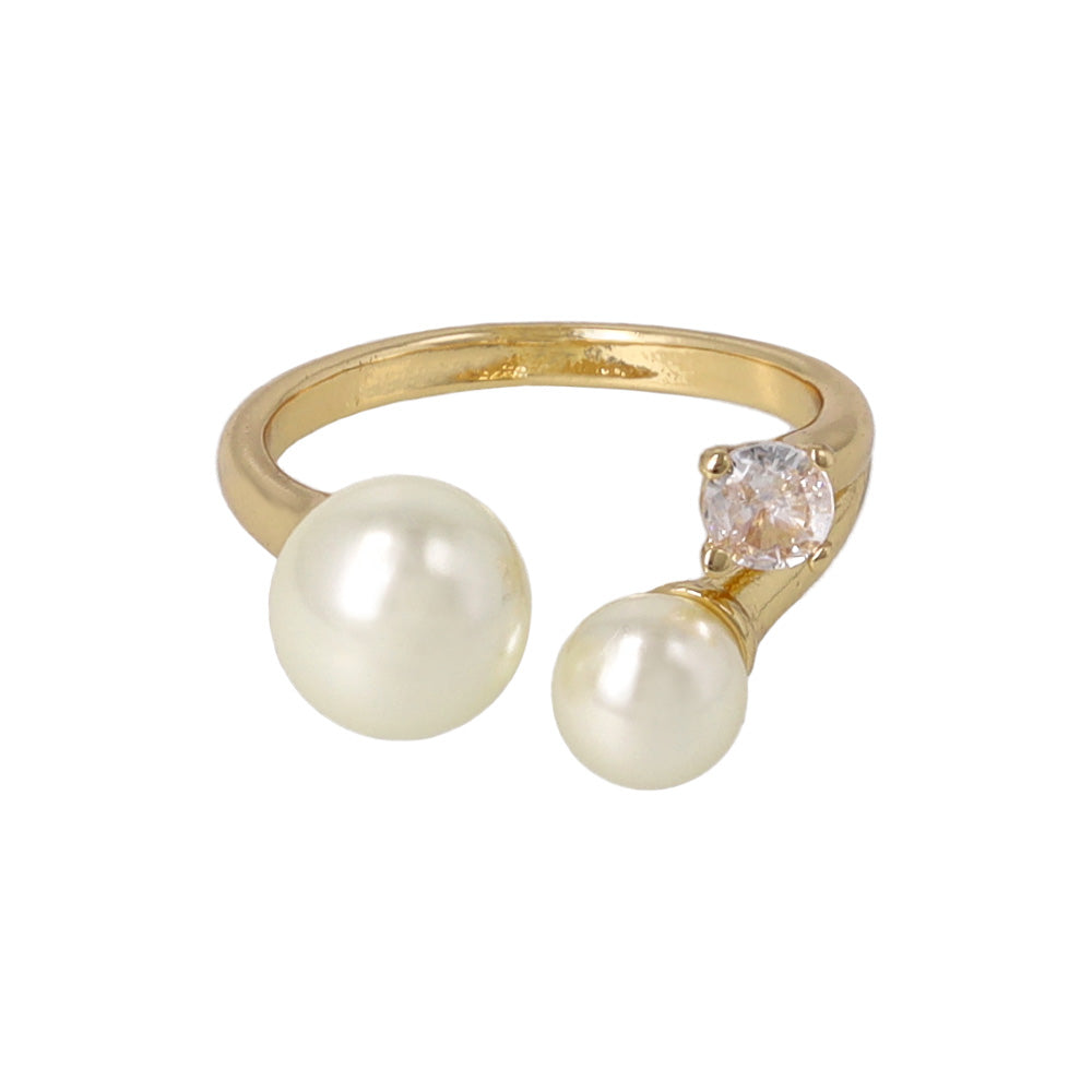 Double Pearl Open Ring