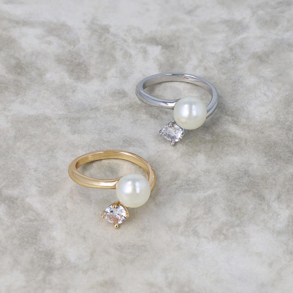 Pearl and Stone Wrap Ring