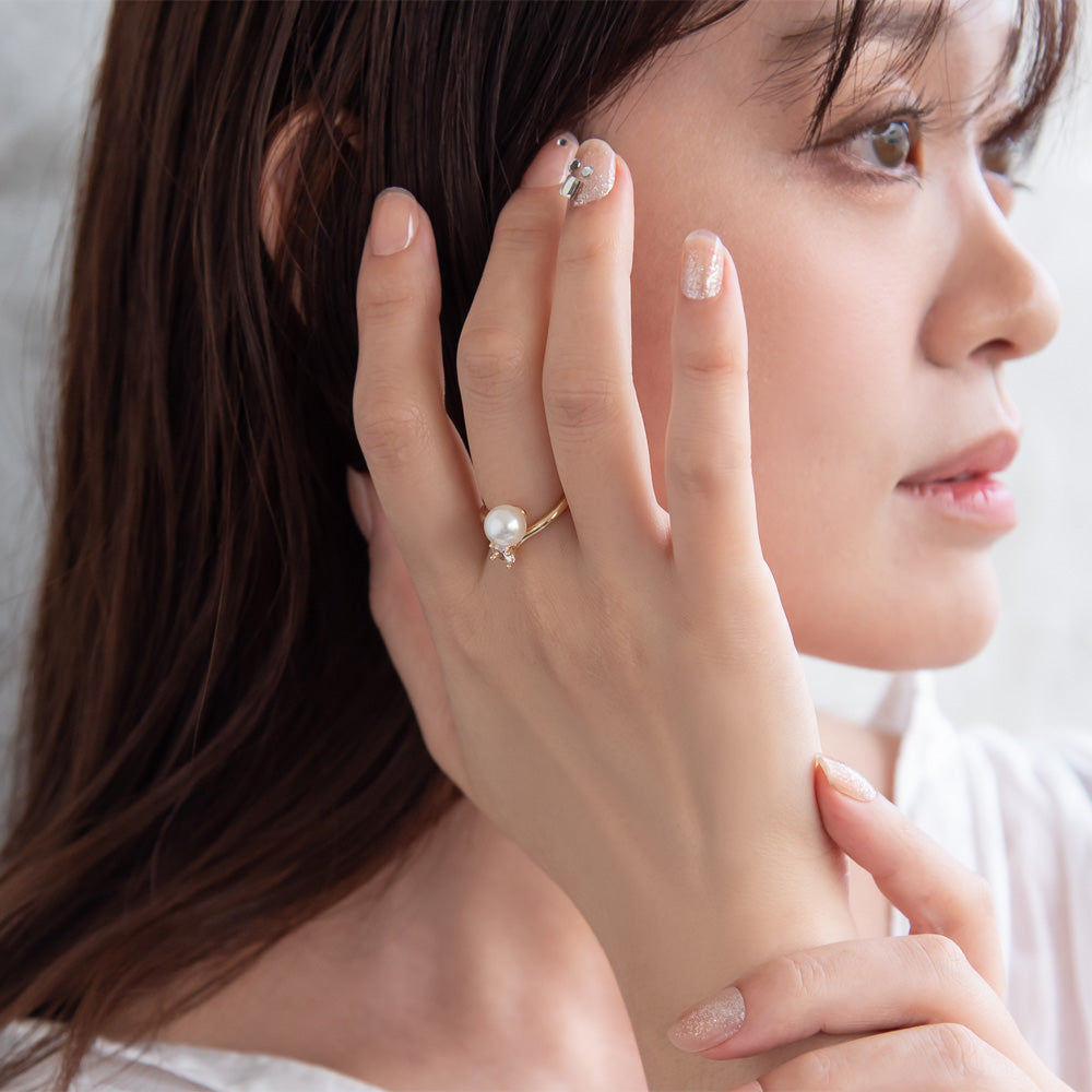 Pearl and Stone Wrap Ring