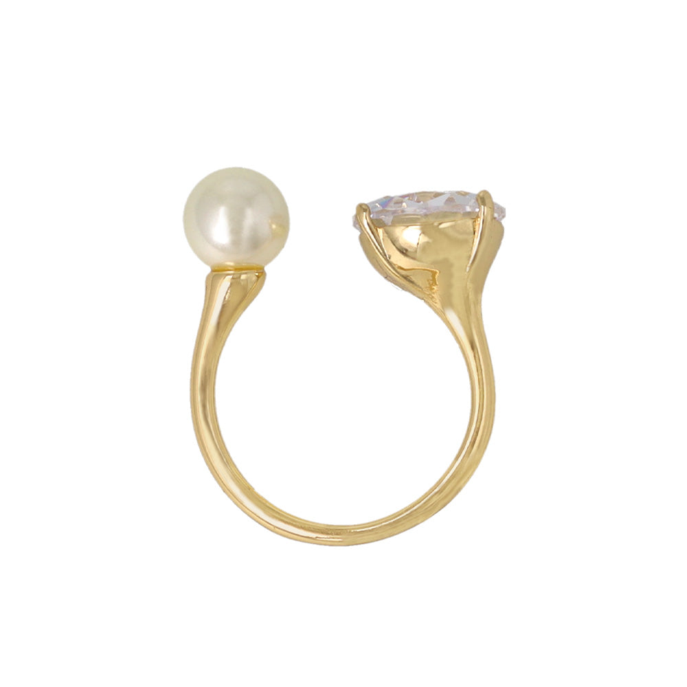 Pearl and Stone Open Ring