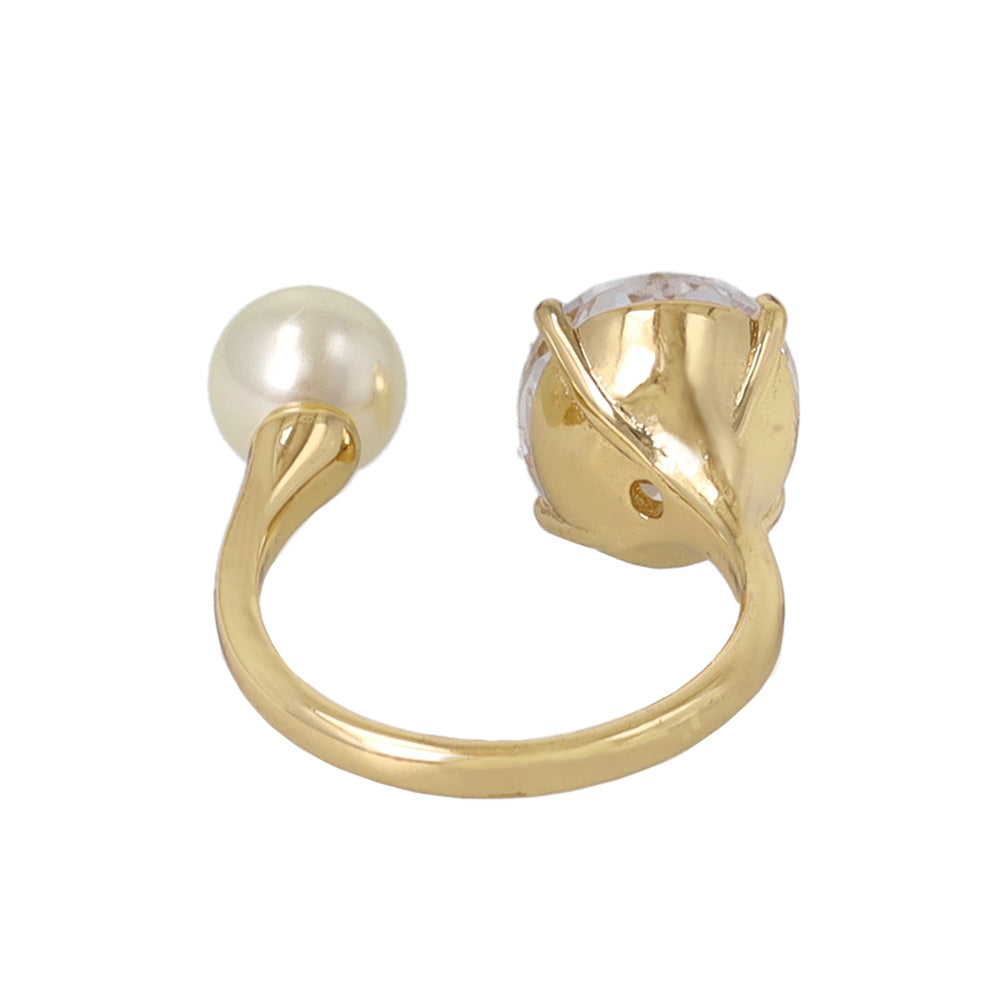 Pearl and Stone Open Ring