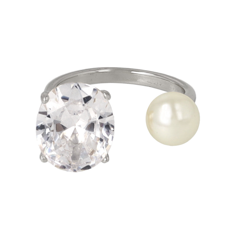 Pearl and Stone Open Ring