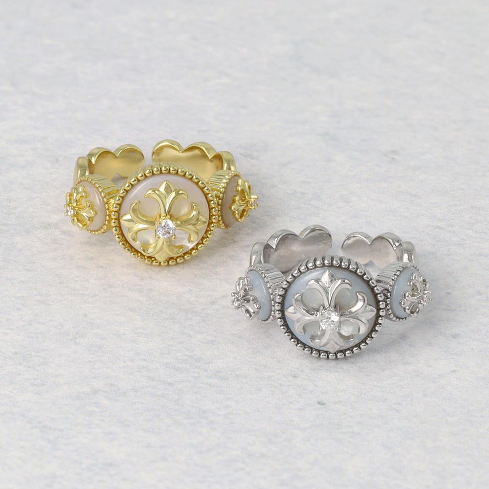 Cross Button Statement Ring