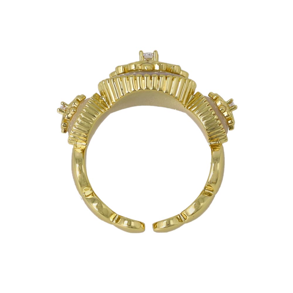 Cross Button Statement Ring