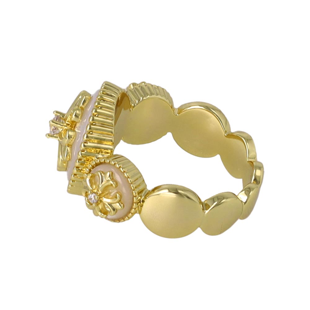Cross Button Statement Ring