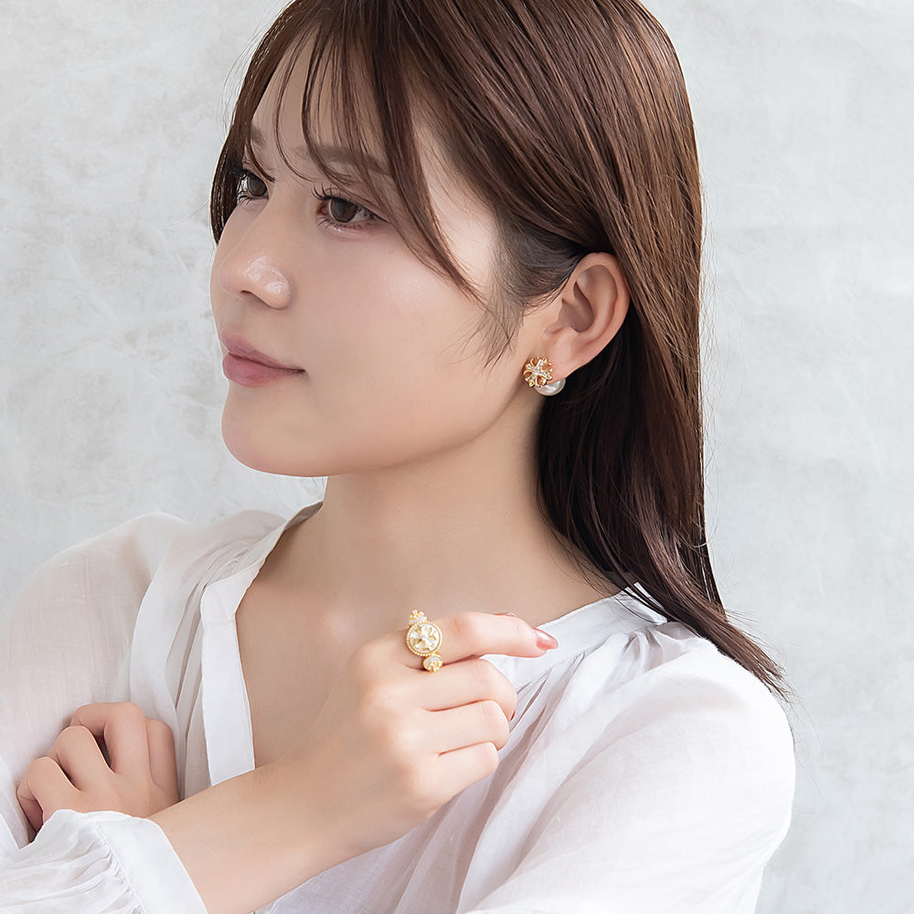 Cross Button Statement Ring