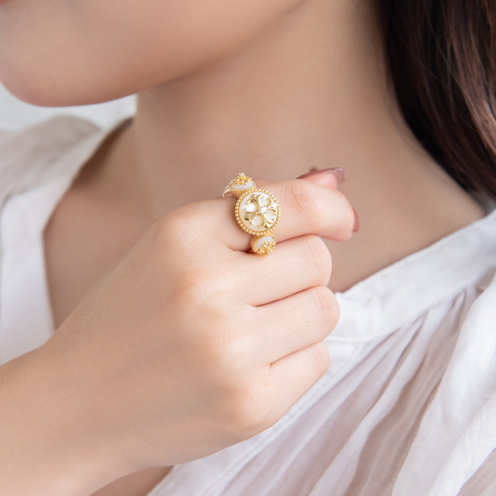 Cross Button Statement Ring - osewaya