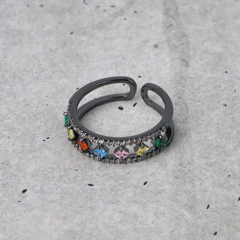 Multi Stone Double Row Ring