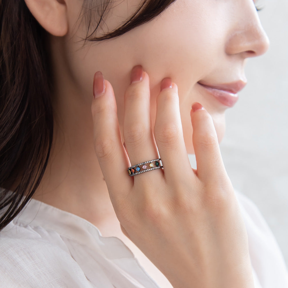 Multi Stone Double Row Ring