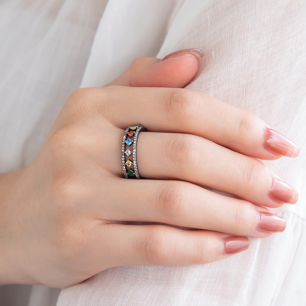 Multi Stone Double Row Ring