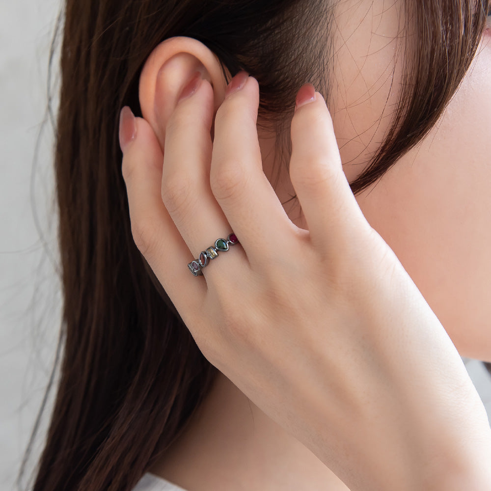 Multi Stone Bezel Ring