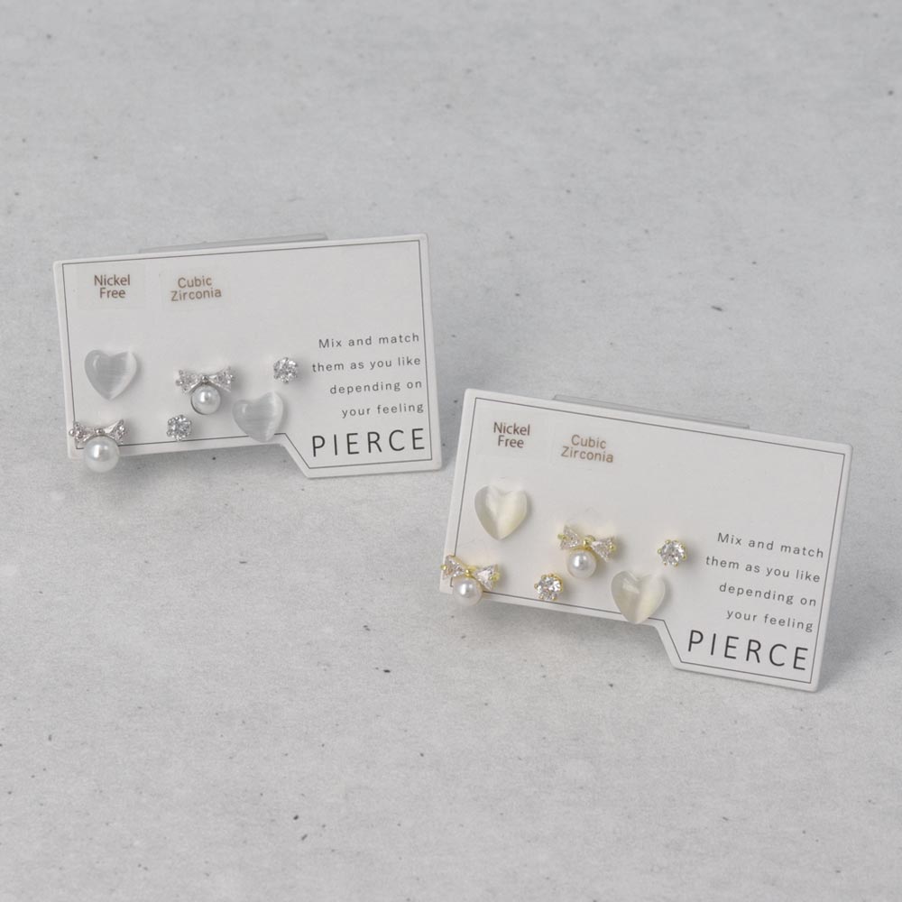 Heart and Bow Variety Stud Pack - osewaya