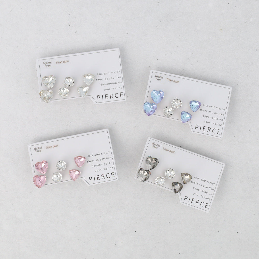 Faceted Heart Earring Set