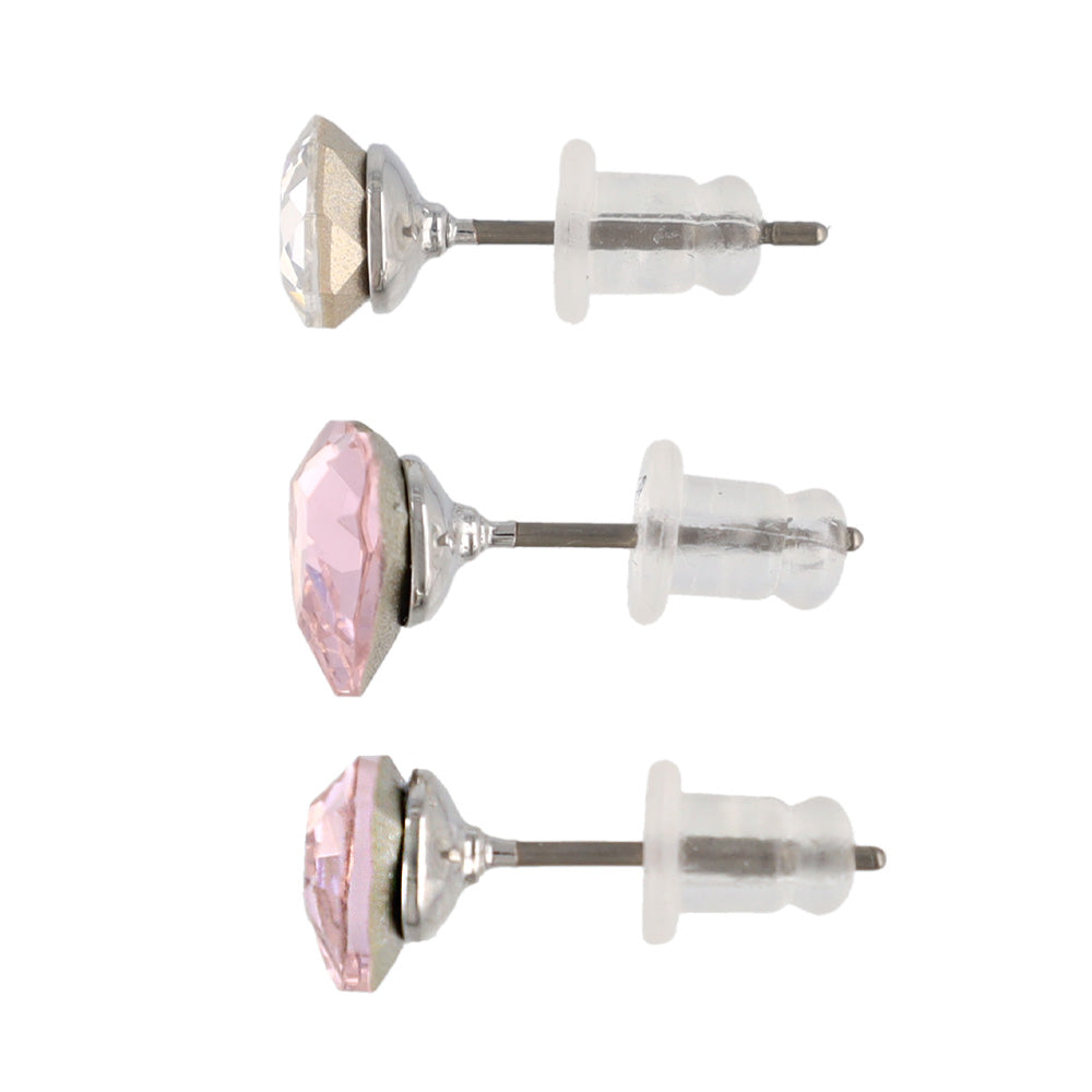 Faceted Heart Earring Set