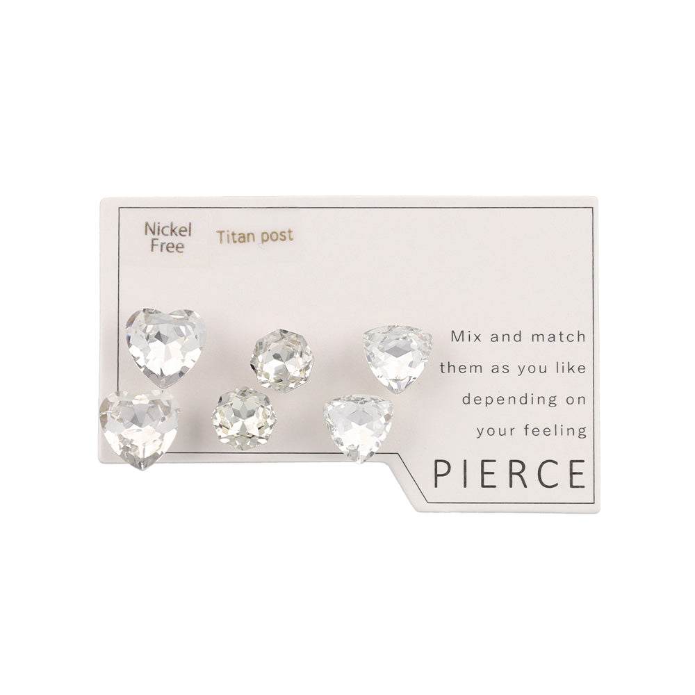 Faceted Heart Earring Set