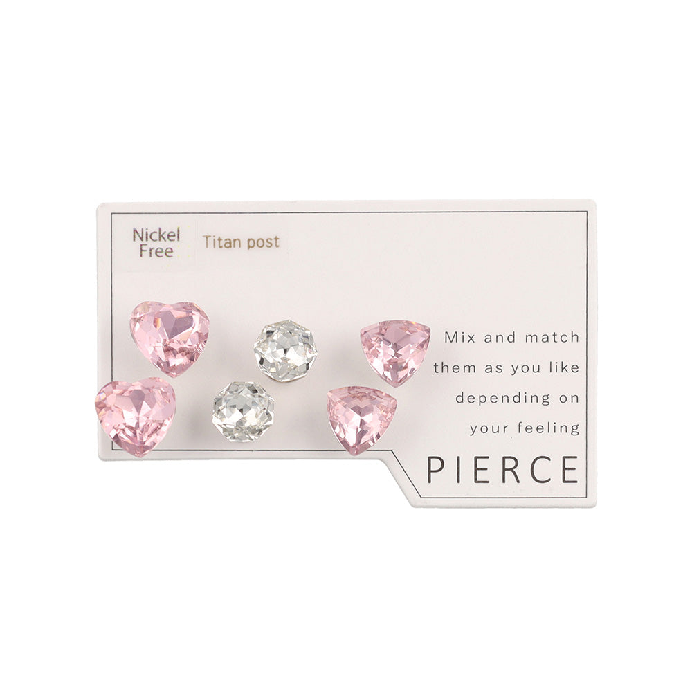 Faceted Heart Earring Set