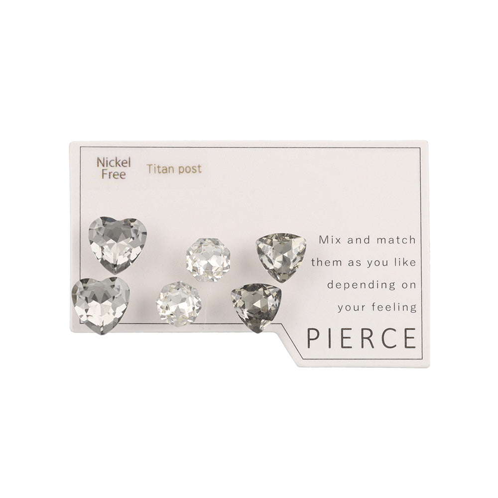 Faceted Heart Earring Set