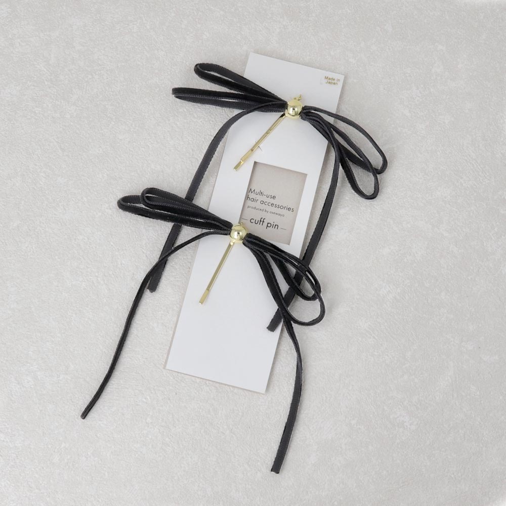 Skinny Black Bow Hairpin Set