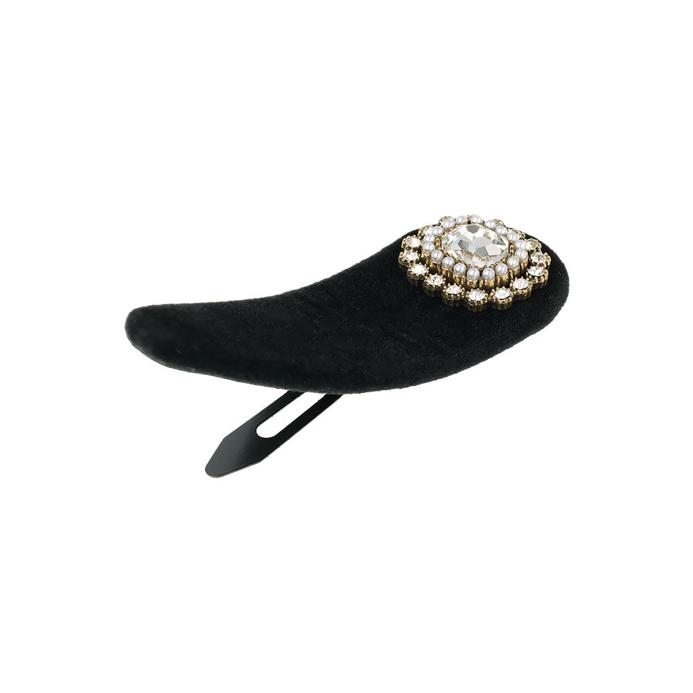 Crystal Embellished Velvet Snap Clip