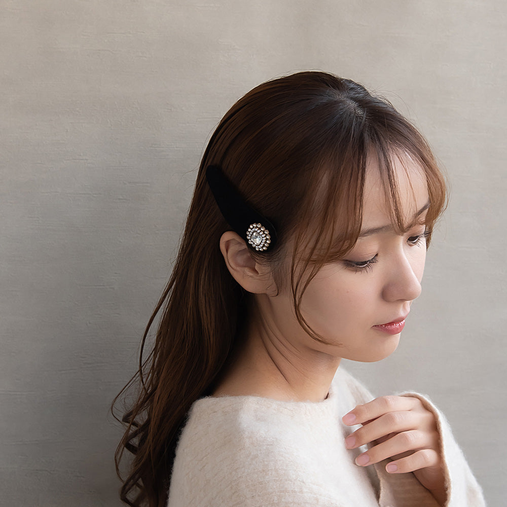 Crystal Embellished Velvet Snap Clip