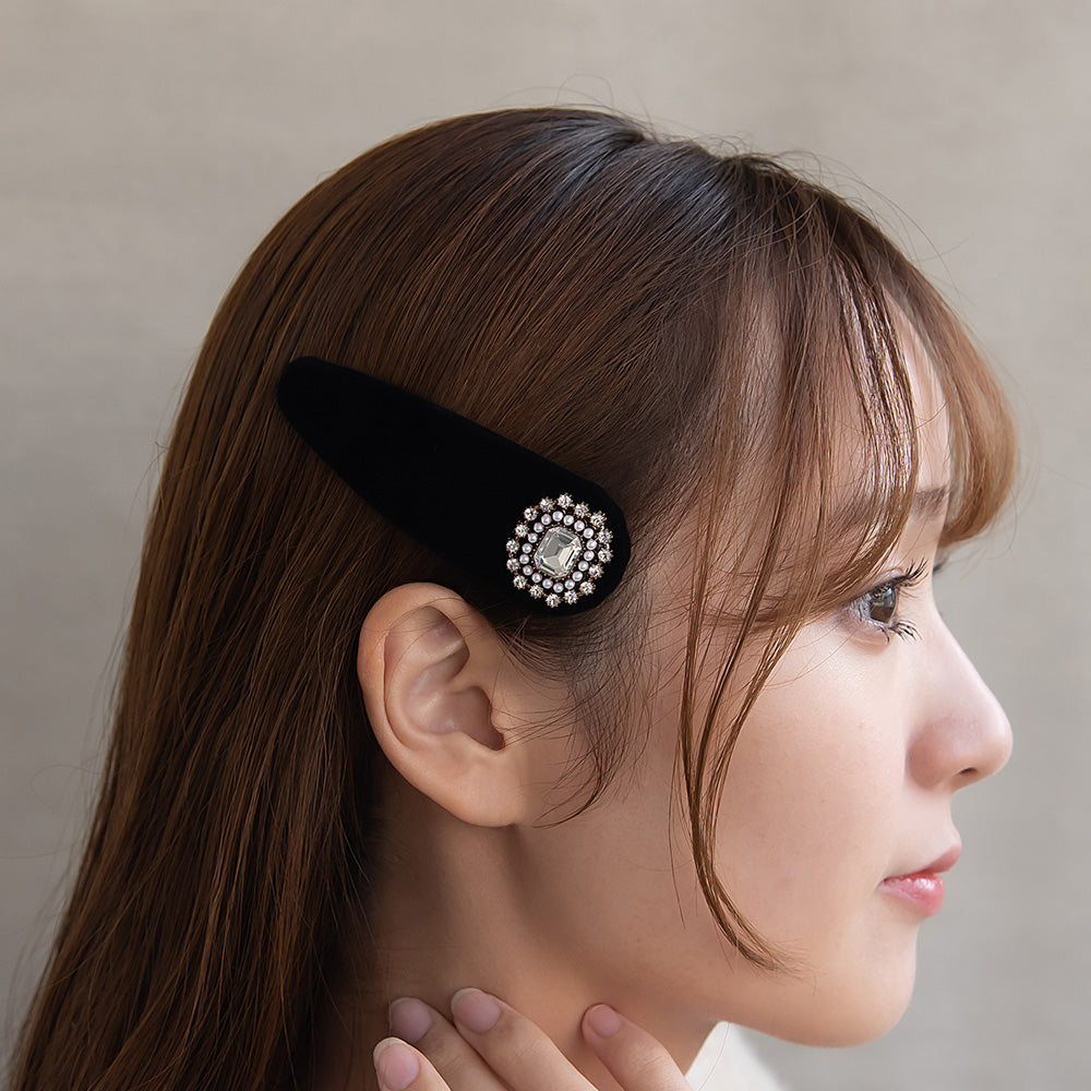 Crystal Embellished Velvet Snap Clip