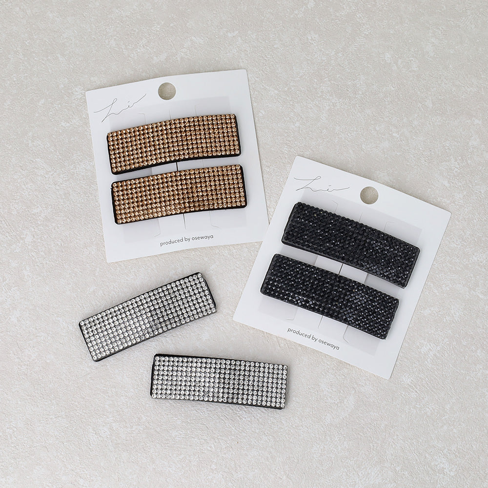 Pave Rectangle Snap Clip Set