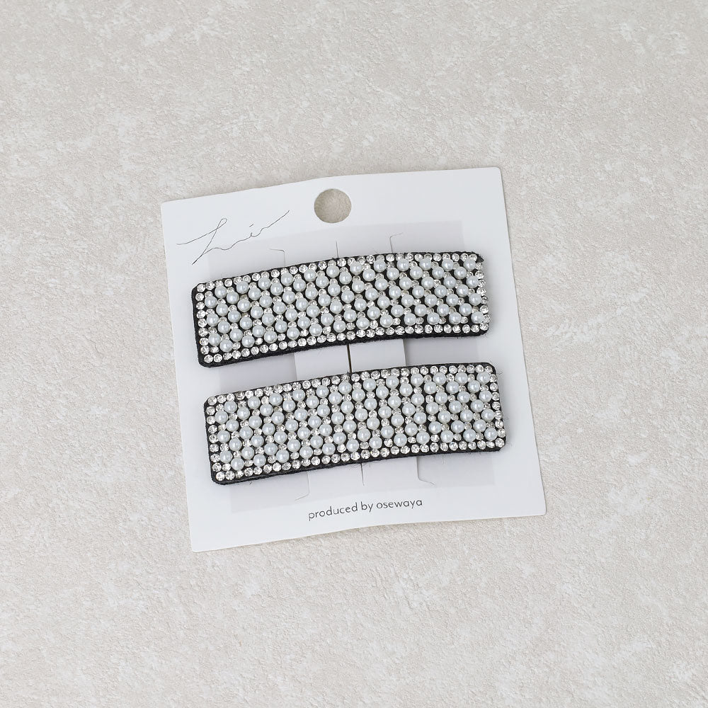 Pearl and Stone Rectangle Snap Clip Set