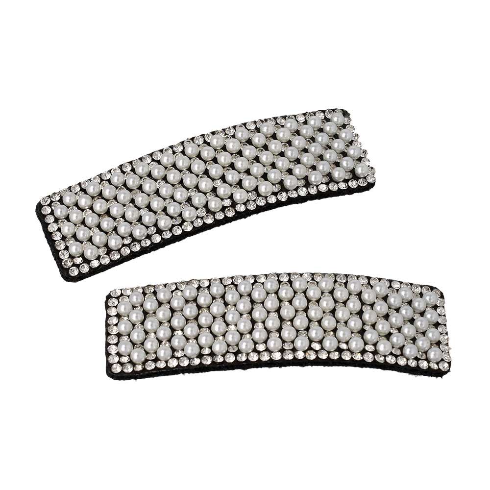 Pearl and Stone Rectangle Snap Clip Set